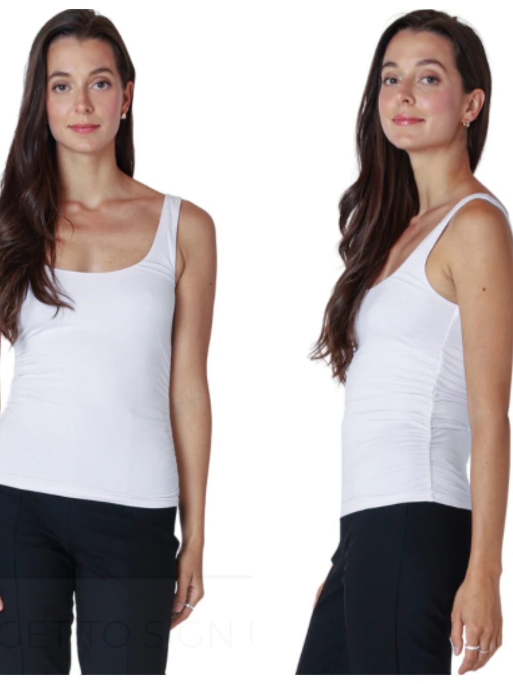 Black Tape_ White Scoop-Neck Tank Top